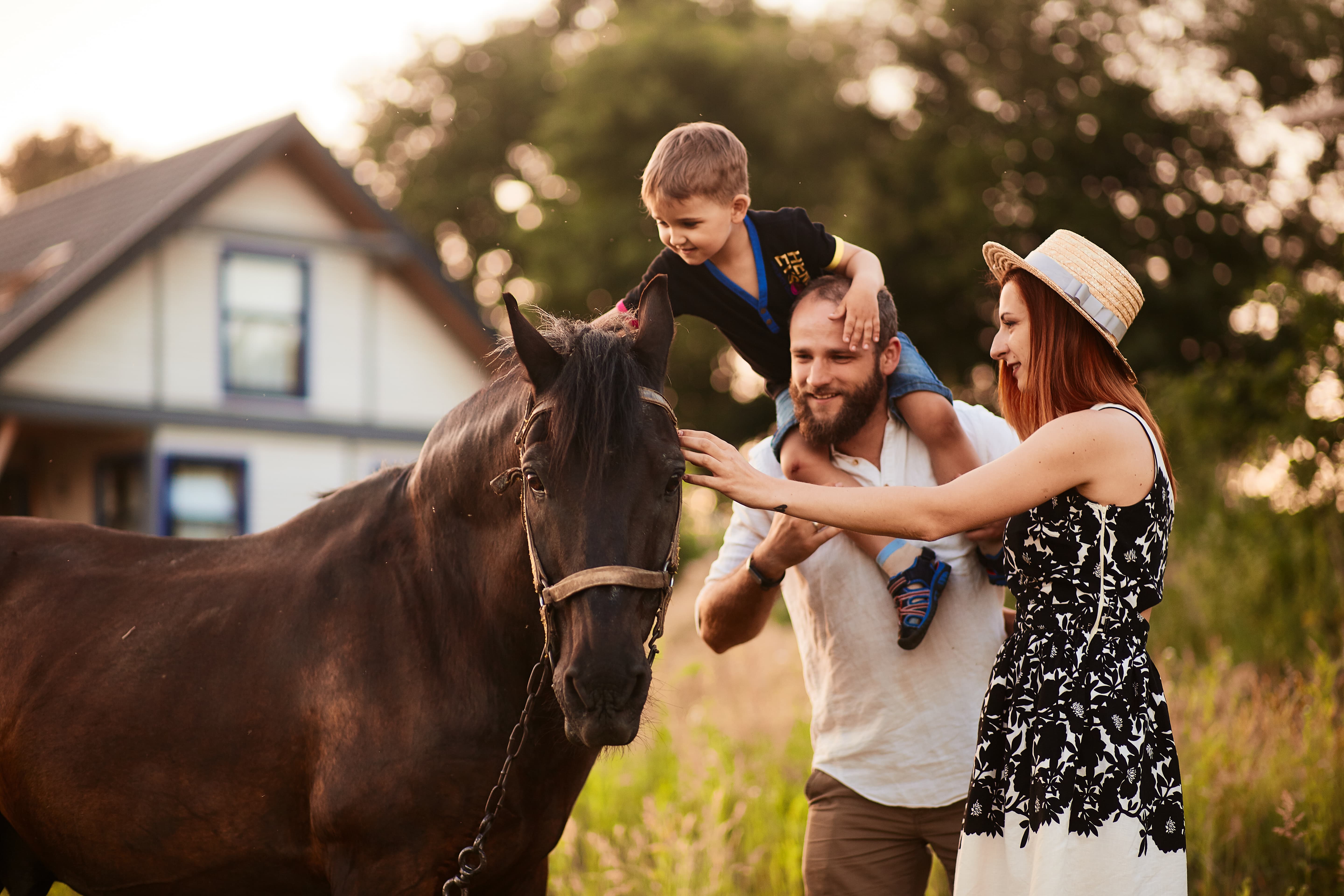 Foto EEUU familia con caballo